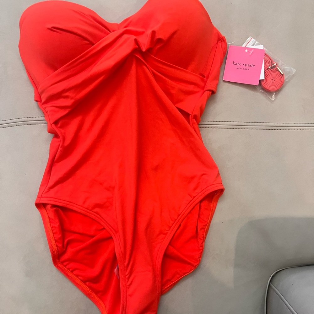 NEW Kate Spade New York Orange Bandeau One-Piece Swimsuit size small (4/6)